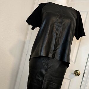 ZARA Black Leather front imitation Top . Size L